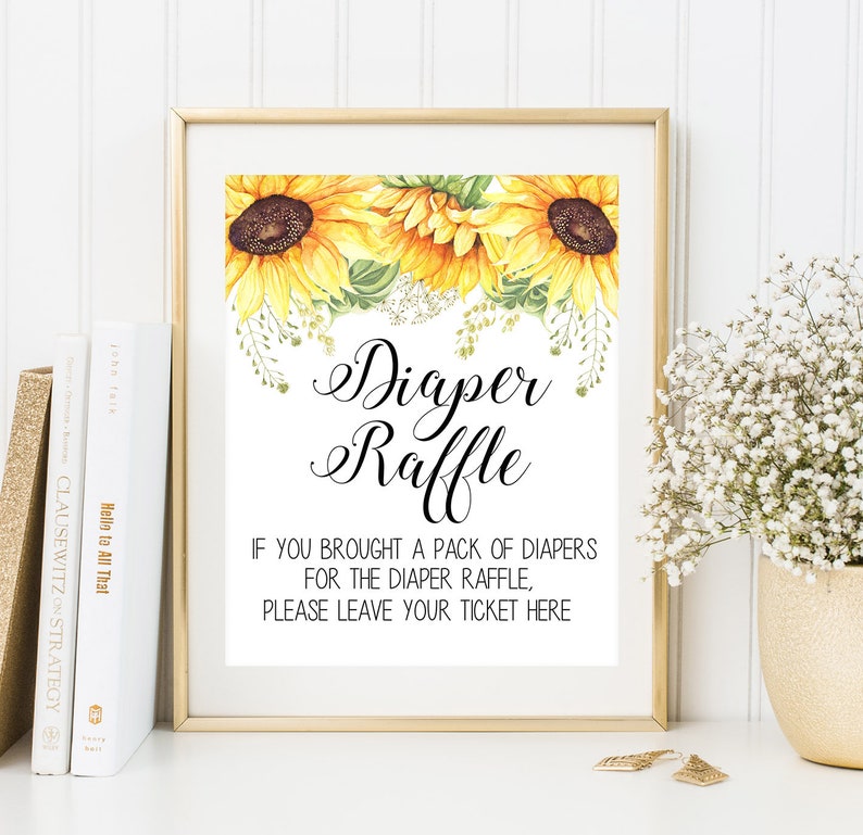 diaper raffle ticket printable sunflowers diaper raffle