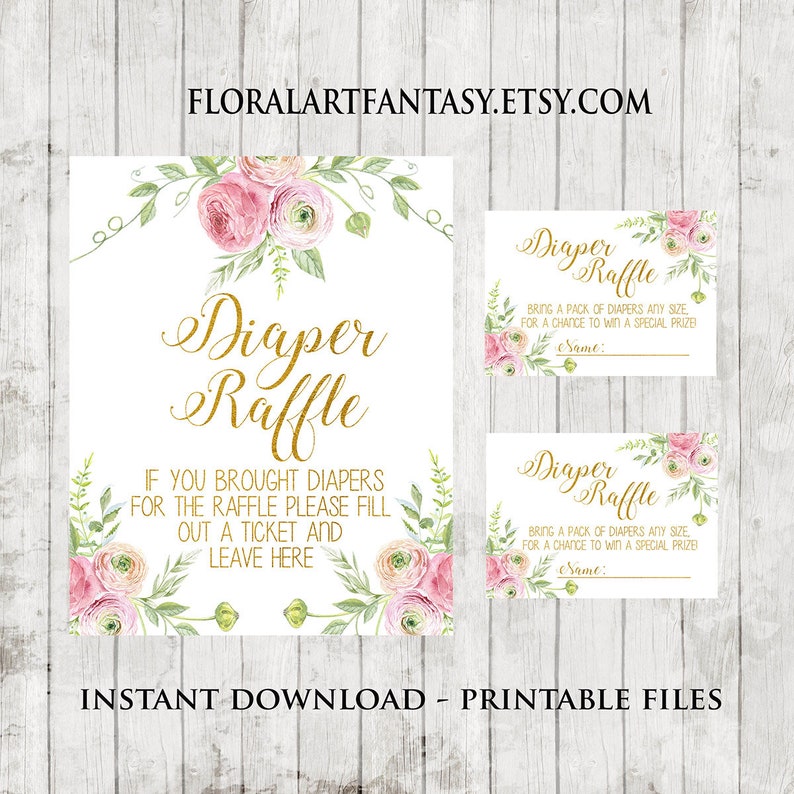 diaper raffle ticket printable gold diaper raffle sign