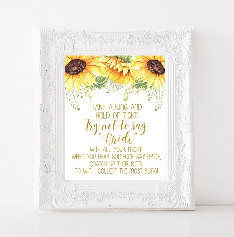 Sunflowers Bridal Shower Print Try not to say Bride Sign Etsy