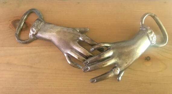 Vintage Belt Buckle Clasping Hands Original 70s Ra