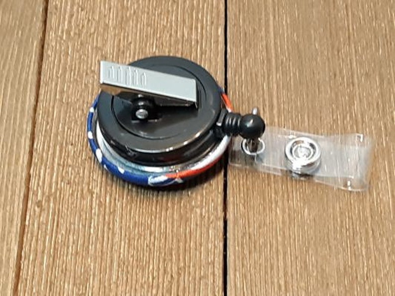 Mets Inspired Retractable Badge Reel with Swivel Spring Alligator Clip