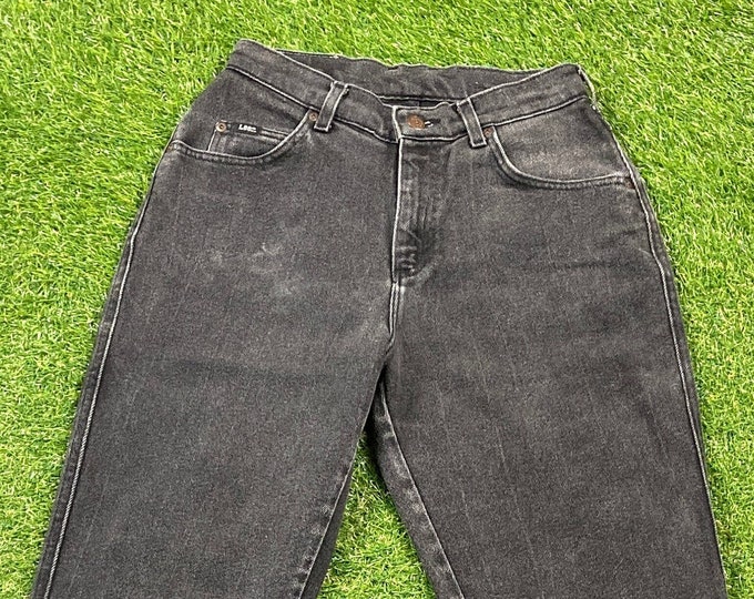 Vintage Black Lee Jeans Size 8 1980s 80s American USA Classic Fit Blue Jean Pants Bottoms True Vtg