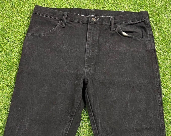 Vintage Black Rustler Jeans Size 38 x 30 1980s 80s American USA Classic Fit Original Blue Jean Pants Bottoms True Vtg