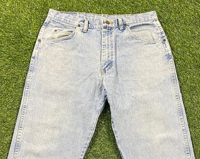 Vintage Wrangler Jeans Size 34 x 32 1990s 90s American USA Classic Blue Jean Pants Bottoms True Vtg