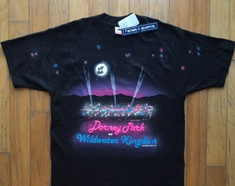 Vintage Dorney Park Large Star Shirts Unique Handmade Reto Made in USA Neon 90s Moon Galaxy Deadstock Crazy Nasa Party Tee Philadelphia 80s