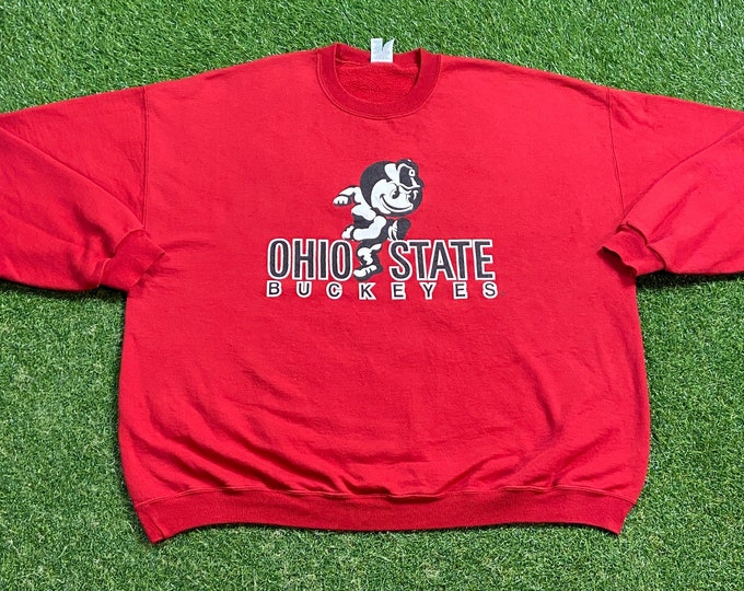 Vintage Ohio State University Crewneck Sweatshirt Size XXL 2XL Cleveland NCAA College Football Basketball OSU 1990s 90s Pull Over Oversized