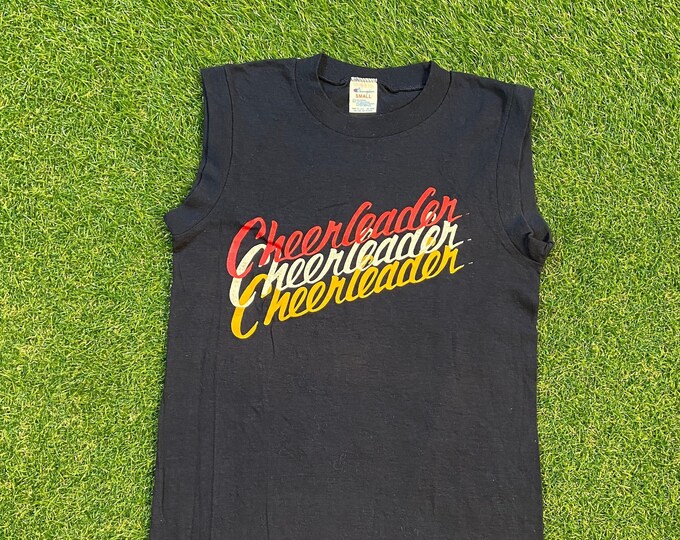 Vintage Cheerleader T Shirt Tee Champion Made USA Size Small S Sports Team Spirit 1980s 80s