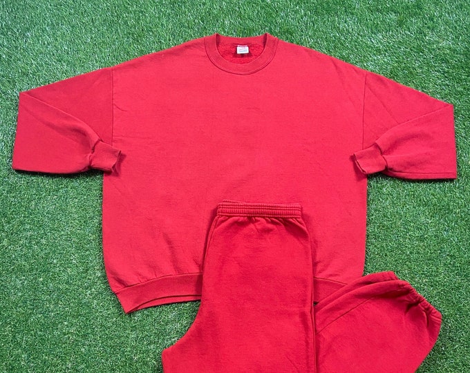 Vintage Red Track Sweat Suit Sweatshirt & Pants Jerzees Made USA Size 3X 1990's 90's Workout Clothing Athletic Set
