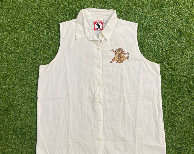 Vintage Chipmunks The Chip and Dales Button Down Shirt Mickey Inc Size Large L Walt Disney World Magic Kingdom Disneyland Mickey Mouse 90s