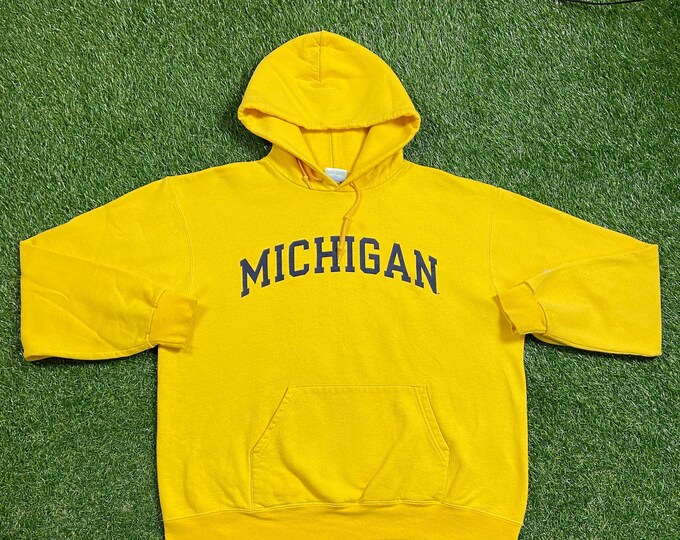Vintage University of Michigan Hoodie Sweatshirt Champion Size Large L Wolverines Big House Detroit NCAA College Football 1990s 90s
