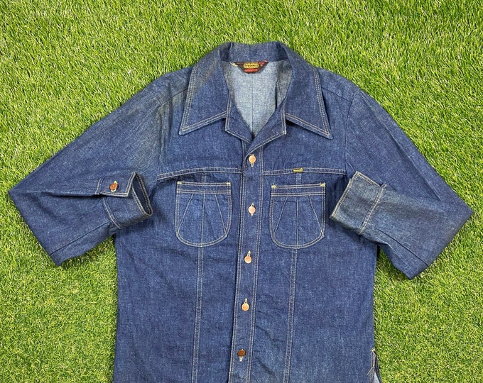 Vintage Wrangler Jean Jacket Size Xtra Large XL American USA Classic Blue Jean Jacket Button Down 1970s 70s Original
