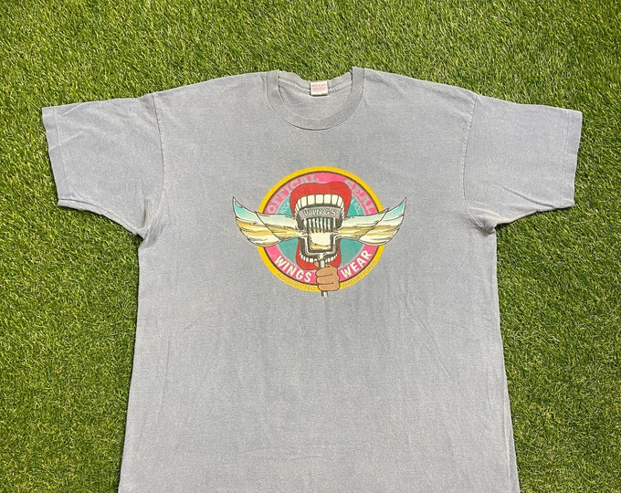 Vintage Rock and Roll Wings T Shirt Tee Made USA Size Xtra Large XL Hall of Fame Museum Cleveland Ohio 1990s 90s