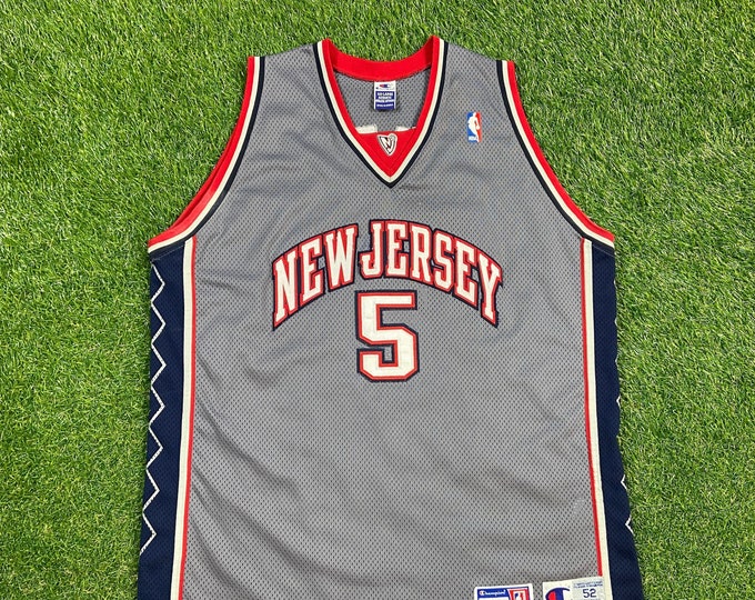 Vintage New Jersey Nets Jason Kidd #5 Jersey Champion Size XXL 2XL NBA Basketball 1990s 90s Brooklyn Pro Cut Authentic