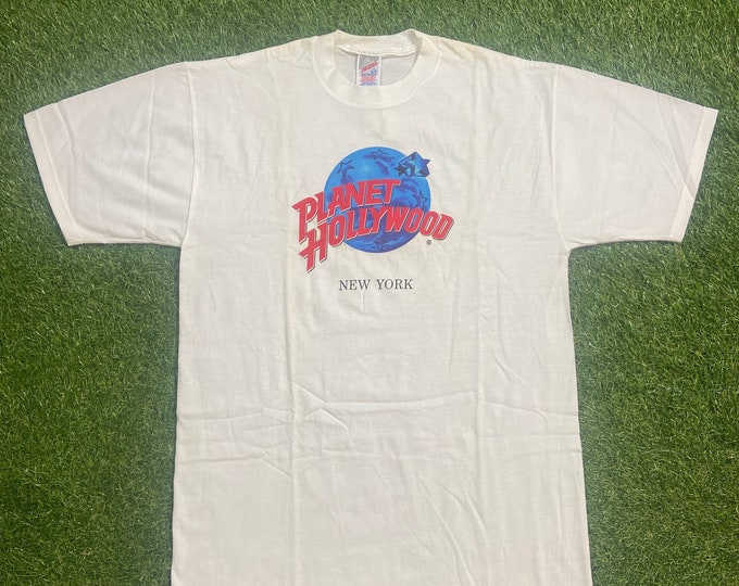 Vintage Planet Hollywood New York T Shirt Tee Made USA Size Large L Classic Restaruant Walt Disney World WDW 1990s 90s