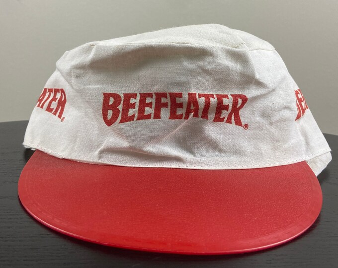 Vintage Beefeater Hat Delong The Adcap Line Made USA Size Adult Medium Drink Alcohol Party Night Life Classic Liquor Gin