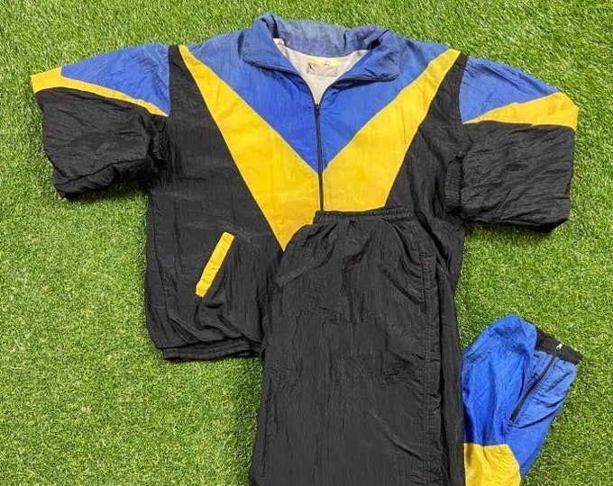 Vintage Key Largo Suit Set Zip Up Jacket Sportswear Size Large L Athletic Wear Classic 80's 1980s Light Rain Jacket Coat 2 Piece Matching