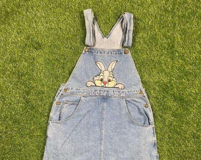 Vintage Thumper Overalls Size Medium M Bambi Walt Disney World Magic Kingdom WDW Disneyland Mickey Mouse Skirt 90s 1990s