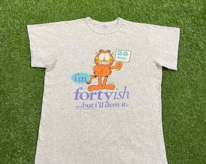 Vintage Garfield 40  "I'm 20" T Shirt Tee Flirts Size XXL 2XL Classic Cartoon Animation 1990s 90s