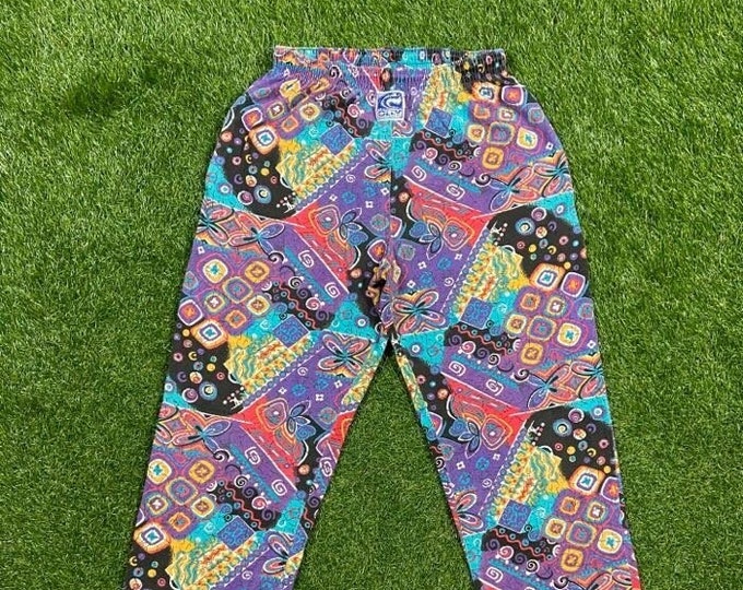 Vintage Ozzy Colored Pants Workout Pants Made USA Size Large L Comfy Cozy 90s 1990s Exercise Yoga