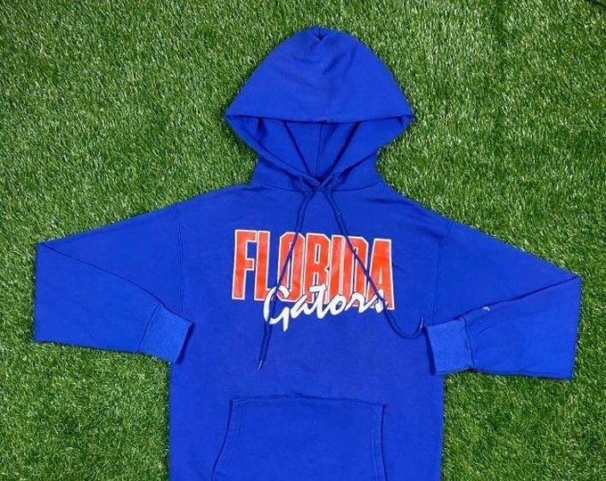Vintage Gators University of Florida Hoodie Sweatshirt Made USA Size Large NCAA College Football Swamp UF Orange Blue Alligator Gainesville
