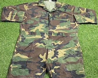 Vintage Camo Jumpsuit Made USA Size XXL 2XL US Army Military Army Quality Warm Hunting Coat Hiking 1990s 90s