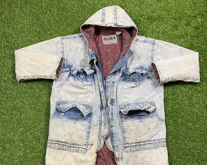 Vintage East West Jean Jacket Size Medium M American USA Classic Blue Jean Jacket Button Down Oversized