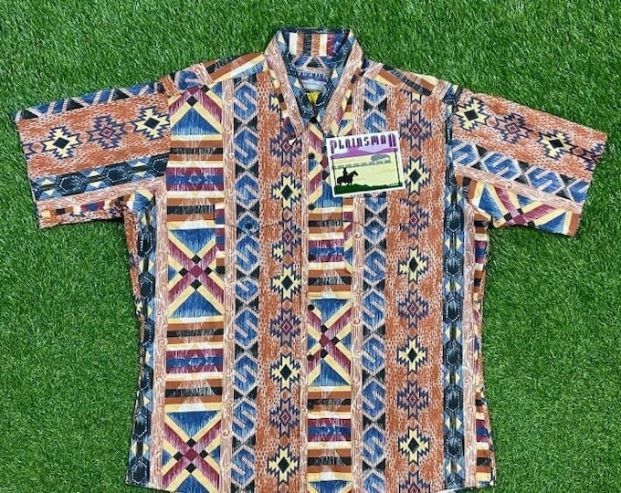 Vintage Plainsman Button Down Western Shirt Size Xtra Large XL Cowboy Dress Shirt 1980s 80s New NWT