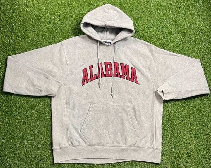 Vintage University of Alabama Crimson Tide Hoodie Sweatshirt Steve and Barrys Size Large L NCAA College Football Roll Tide 1990s 90s