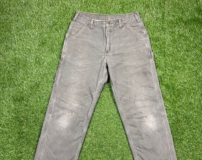 Vintage Carhartt Jeans Made USA Size 33 x 32 1990s 90s Hunting Hiking Quality Work Pants Blanket Lined Work Wear