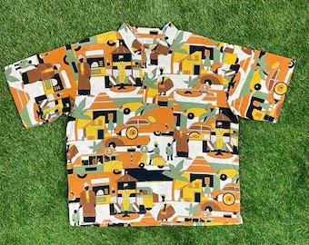 Vintage Wacky Hippie INT Ladies Garment Workers Union ButtonDown Shirt Size Small Dress Shirt 1970s 70s Original Classic Rare Made USA