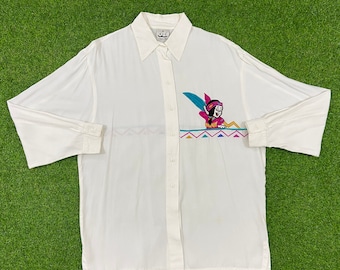 Vintage Wacky Hippie INT Ladies Garment Workers Union ButtonDown Shirt Size Small Dress Shirt 1970s 70s Original Classic Rare Made USA