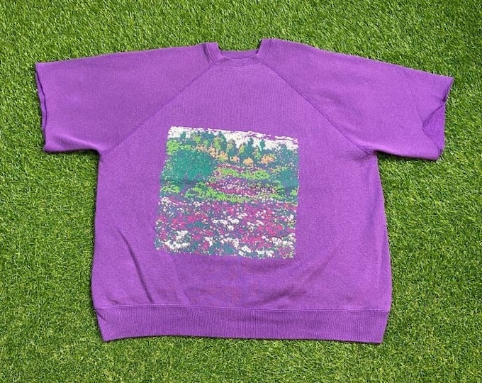 Vintage Floral Crewneck Sweatshirt Made USA Size Xtra Large XL Classic Artsy Grandma Granny Cute Flowers Garden 1990s Pull Over Oversized