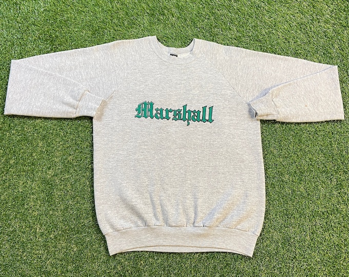Vintage Marshall University Crewneck Sweatshirt Made USA Size Xtra Large XL NCAA College Football Huntington West Virginia Pull Over