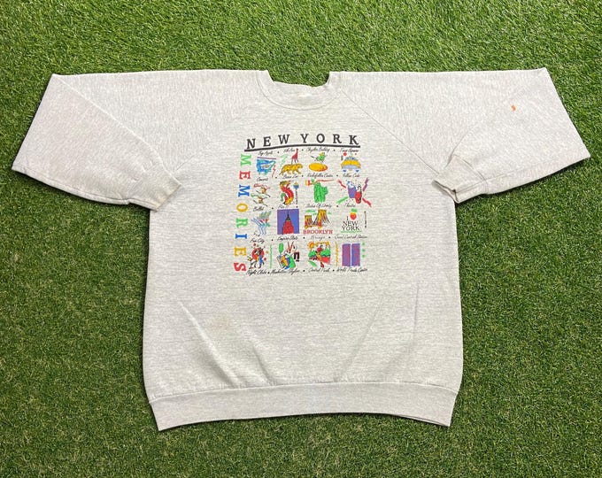 Vintage New York Memories Crewneck Sweatshirt Made USA Size Xtra Large XL NYC Big Apple Broadway Manhattan Statue of Liberty 1990s 90s