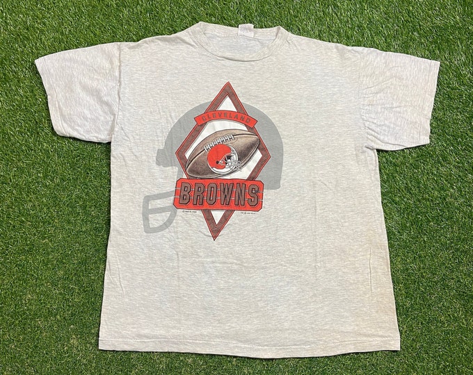 Vintage Cleveland Browns T Shirt Tee Size XXL 2XL NFL Football Ohio Cavs 1990s Orange 90s Dog Pound