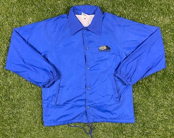 Giacca a vento vintage blu Hummer con zip, in nylon, taglia media, Made in USA, anni '90, streetwear anni '80.
