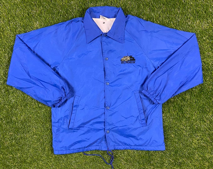 Vintage Blue Hummer Windbreaker Zip Up Jacket Nylons Size Medium Made USA 1990's 90's Streetwear 80s