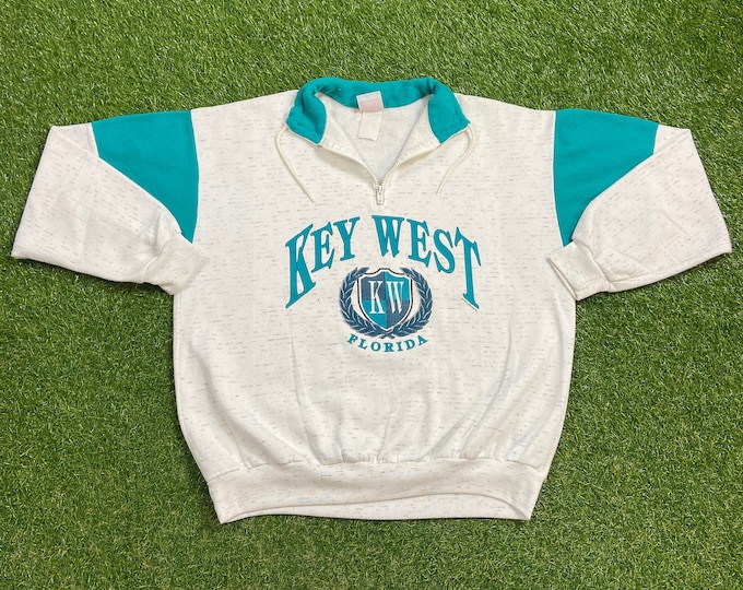 Vintage Key West Sweatshirt Made USA Size Xtra Large XL Tropical Florida FL Beach 1990s 90s Tourist Travel Pull Over Oversized