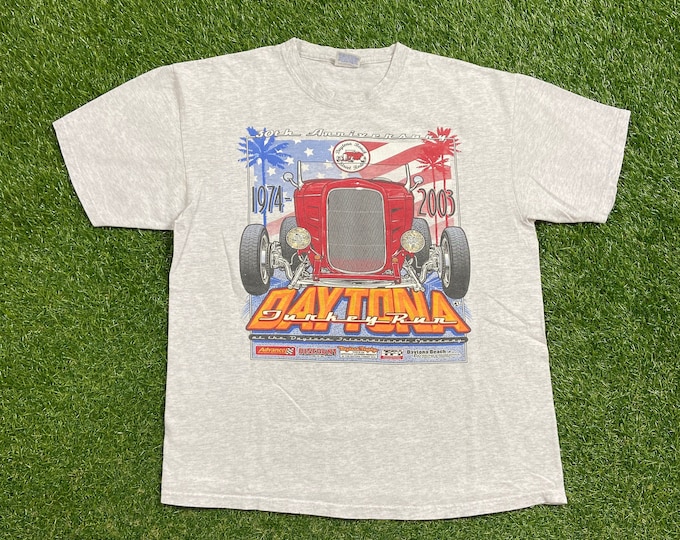Vintage Daytona Turkey Run T Shirt Tee Hanes Size Large L Daytona 500 NASCAR Motorsports 00s