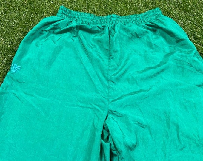 Vintage Plain Green Windbreaker Pants Size Large L 1990s 90s Jogger