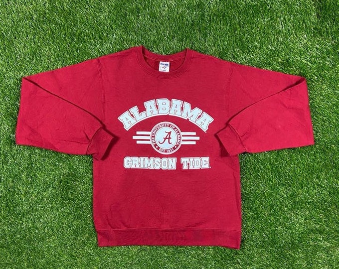 Vintage University of Alabama Crimson Tide NCAA College Football Crewneck Sweatshirt Jerzees Size Small Roll Tide Pull Over Comfy Cozy Warm