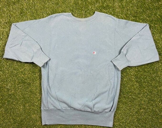 Vintage Plain Blue Champion Crewneck Sweatshirt Size Xtra Large XL Quality 1990's Oversized Comfy Great Fit Made USA Original 90s Pull Over