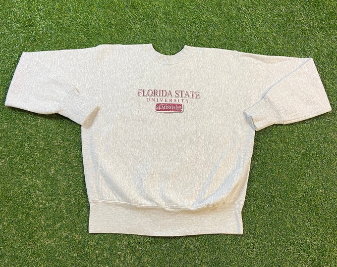 Vintage Florida State University Seminoles Crewneck Sweatshirt Made USA Size Large L NCAA College Football FSU 1990s 90s Pull Over Oversized