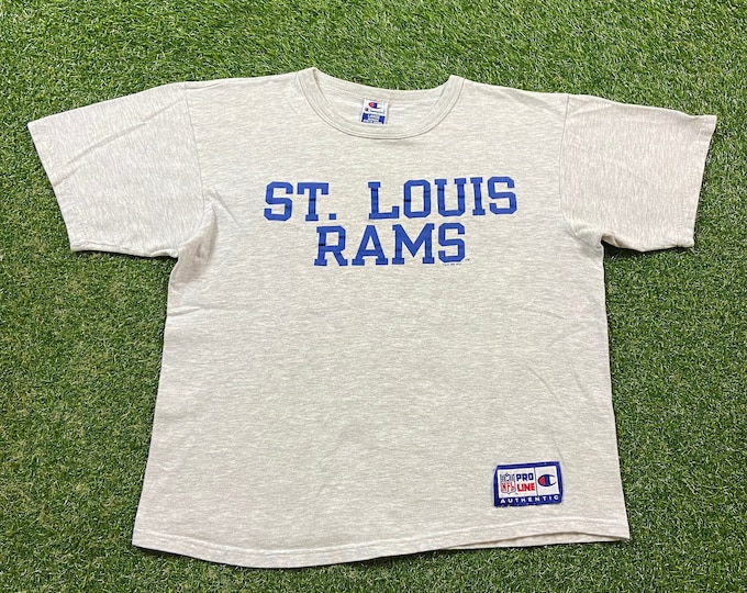 Vintage St Louis Rams T Shirt Tee Champion Size Large L NFL Football Missouri Los Angeles 1990s 90s
