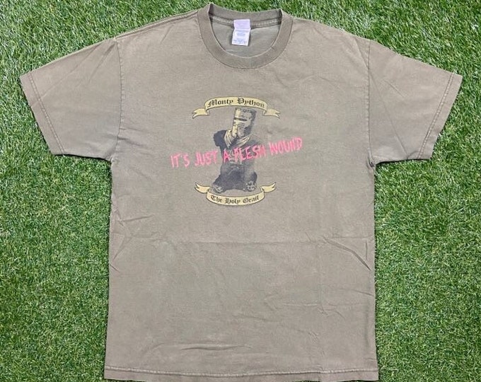 Vintage Monty Python and the Holy Grail T Shirt Tee Size Large L 1975 British UK Comedy Film Comedy Group United Kingdom 1990s 90s
