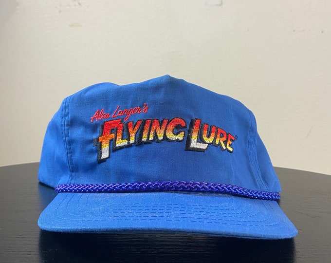 Vintage Alex Langer Flying Lure Fishing Snapback Hat OSFA Classic Fishing Book 1990s 90s