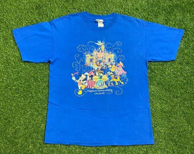 Vintage Disneyland 50th Anniversary T Shirt Tee Size Large L Mickey Mouse Walt Disney World Magic Kingdom 1990s 90s