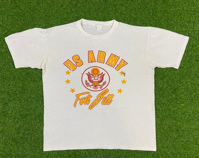 Vintage United States Army Fort Sill Tshirt Xtra Large White USA Military 1990's 90's Rare Shirt