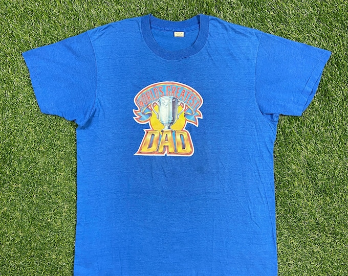 Vintage World's Greatest Dad T shirt Tee Screen Stars Made USA Size Xtra Large XL Fathers Day Funny Saying Comical