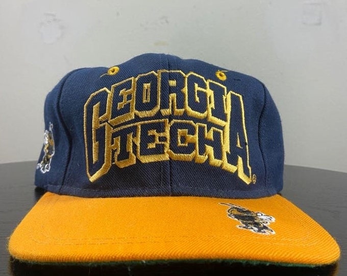 Vintage Georgia Tech University Strap Back Hat Cap OSFA Atlanta Yellow Jackets NCAA College Basketball 1990s 90s
